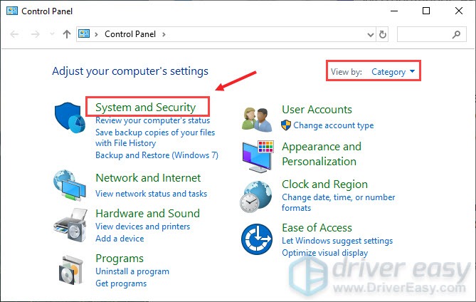 system and security on Control Panel