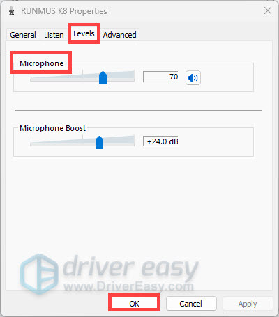 Windows 11 - Adjust microphone volume level