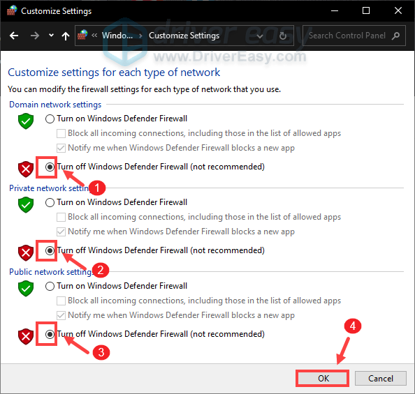 disable windows firewall